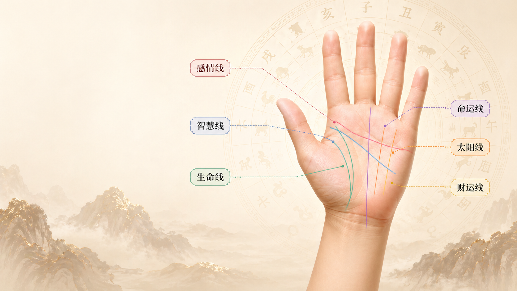 AI手相掌纹标注示意